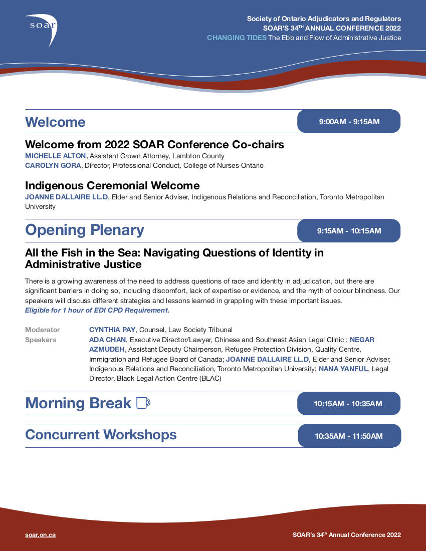 SOAR Conference Program 2022 page 2